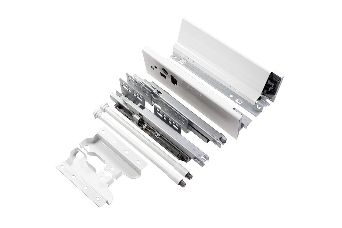 GTV - Modern Box Drawer I L = 400 mm H = 146 mm I White I Quiet Close I Load up to 40 kg I Easy Installation I Synchronisation of the Path of the Guides I PB-D-KPL400B1