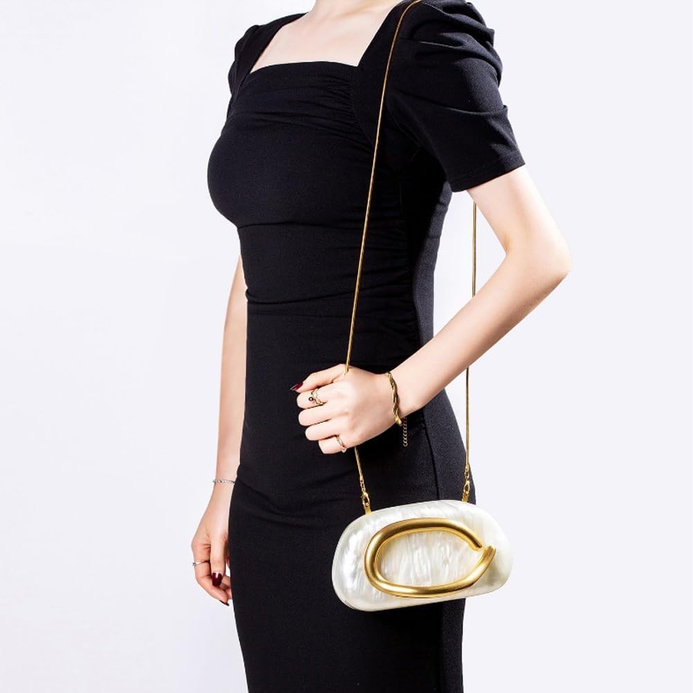 Acrylic Clutch Purse for Women Classic Round Acrylic Evening Handbag Vintage Metal Handlebars Bag for Wedding Party Prom - Image 2