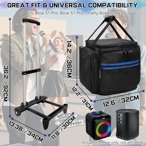 ORKELS Rolling Speaker Backpack Case for Bose S1 Pro S1 Pro+ & JBL PartyBox Encore, Portable Bluetooth Speaker Travel Bag with Wheels by ORKELS - Image 2