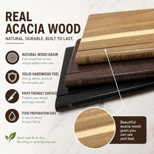 Juego de tablas de cortar en forma de libro de madera de acacia miniatura 5