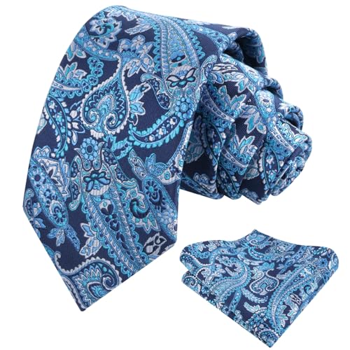 Image of Alizeal Mens 3.15'' Vintage Paisley Tie Pocket Square Set | Elegant Perfect for Banquet Wedding and Party