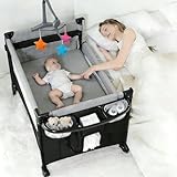 Doraystar Cuna de Viaje, Plegable Grande con Colchón y Cambiador (6602 Grey Without Net)