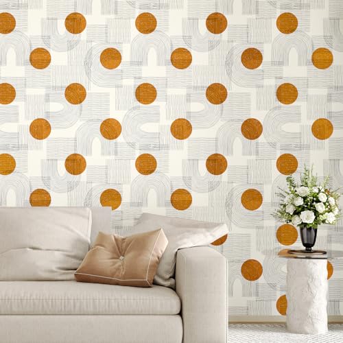 EPPKILY Boho Geometric Wallpaper Peel and Stick for Bedroom 17.5"x102"