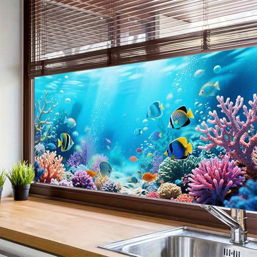 Vinilo decorativo HOMETITUTE Ocean Coral Reef 39.3×17.7 in miniatura 4