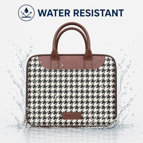 Image of Tabelito Designer Printed Laptop Sleeve for Women (13-15.6 Inch) | Jute & Vegan Leather Office Handbag | Lightweight Stylish Work Bag with Handle