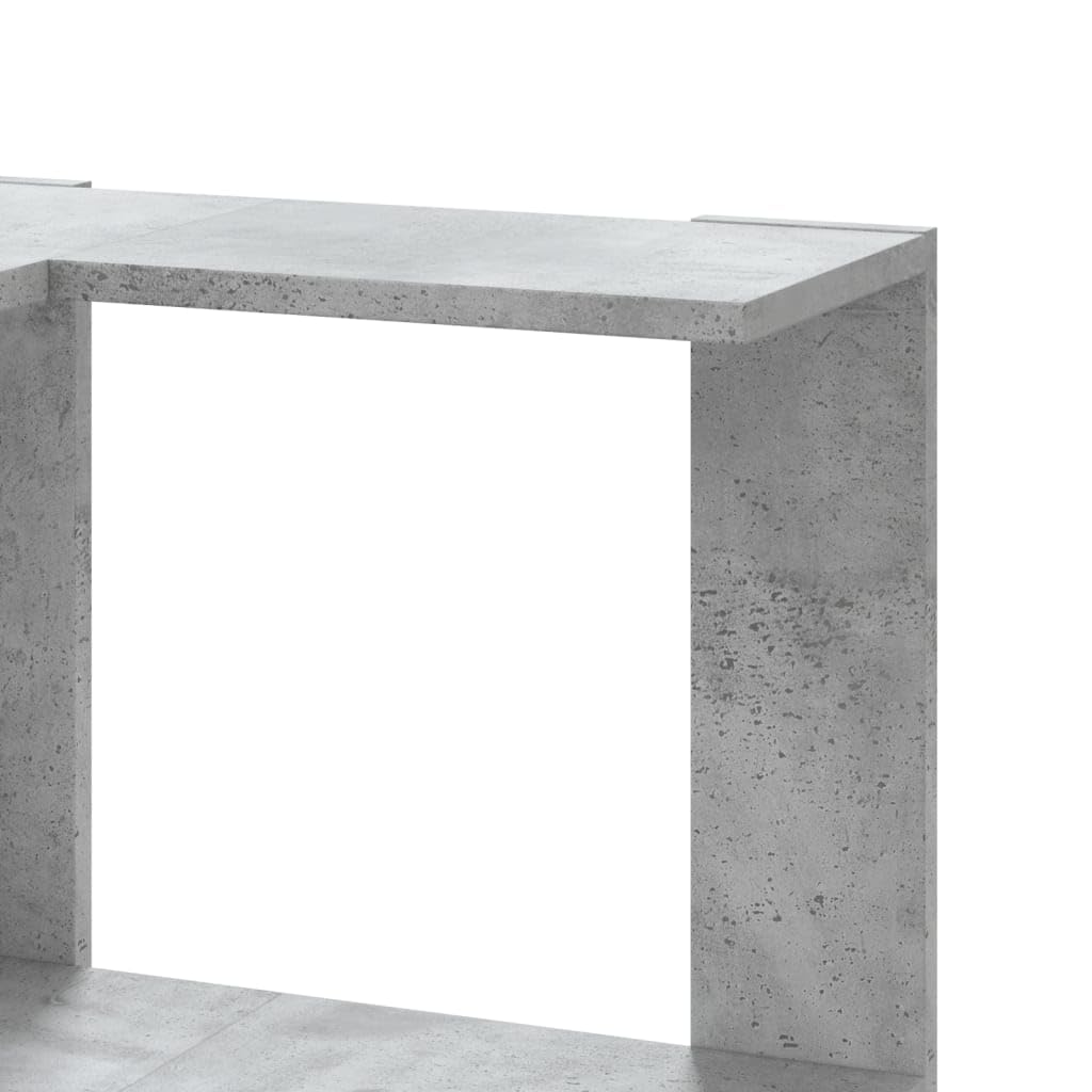 vidaXL Libreria angolare a 3 livelli, grigio cemento legno di ingegneria, scaffale a libri angolari, vetrina angolare, armadio ad angolo