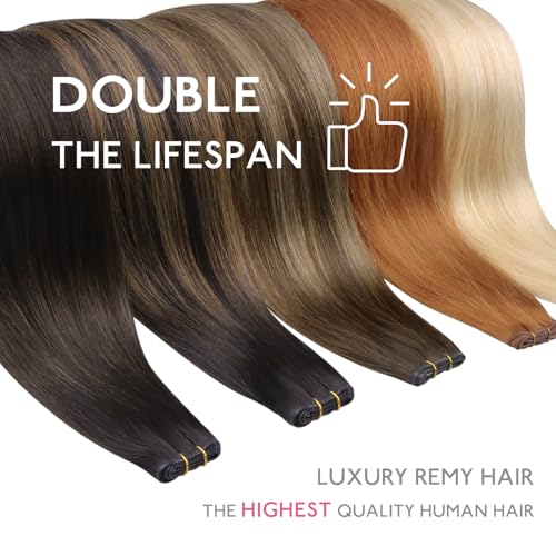 Image of WENNALIFE Sew In Human Hair Genius Weft Extensions Remy Invisible PU Weft