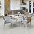 YITAHOME 5-Piece Patio Dining Set, Outdoor Wicker Conversation Furniture w/2" Umbrella Hole Imitation Wood Grain Dining Table for Backyard, Balcony and Garden