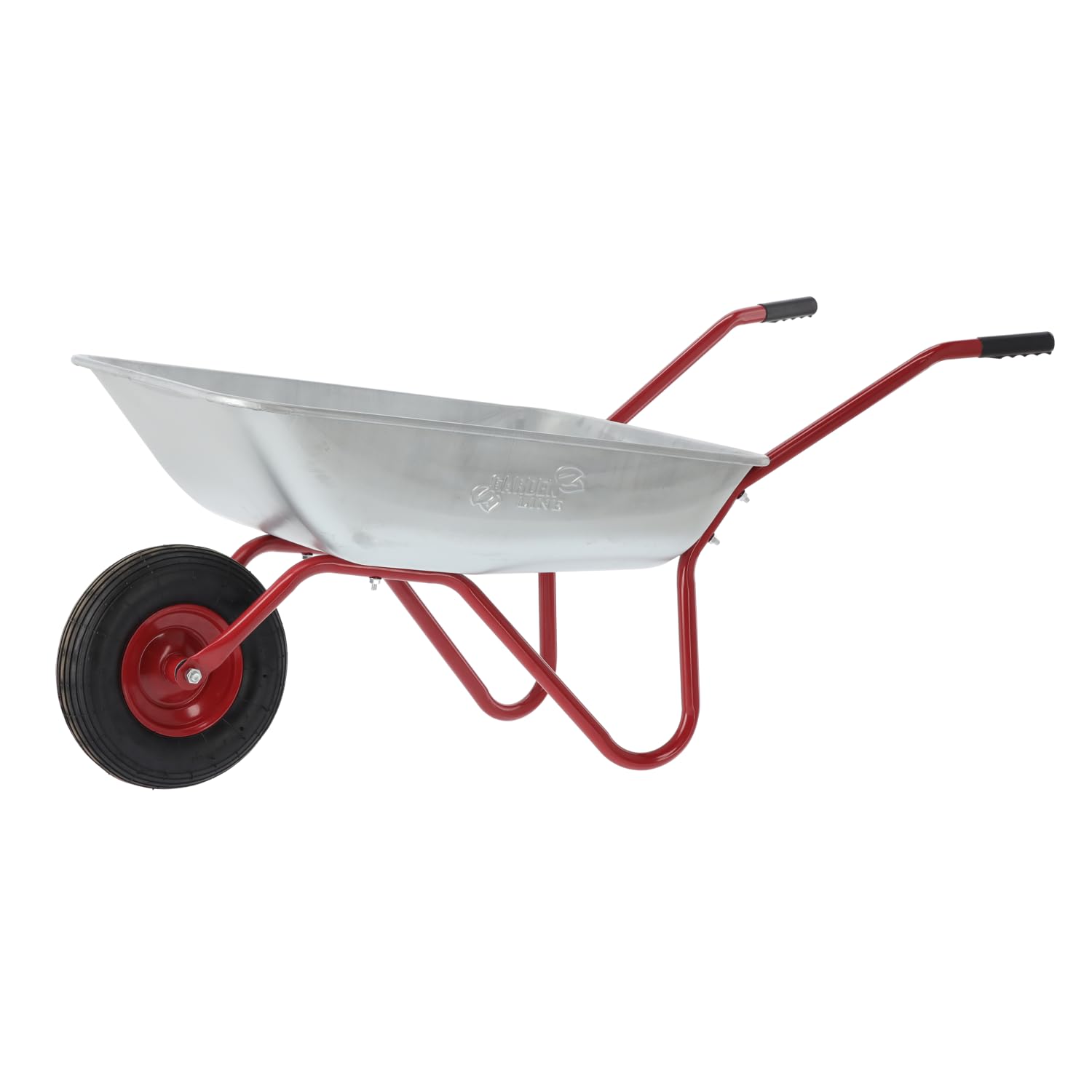 Garten Schubkarre 120 L, 100 kg Tragkraft - Verzinkte Stahlwanne – Luftreifen mit Metallfelge, Garten Schiebkarre, Transportkarre Garden Silber
