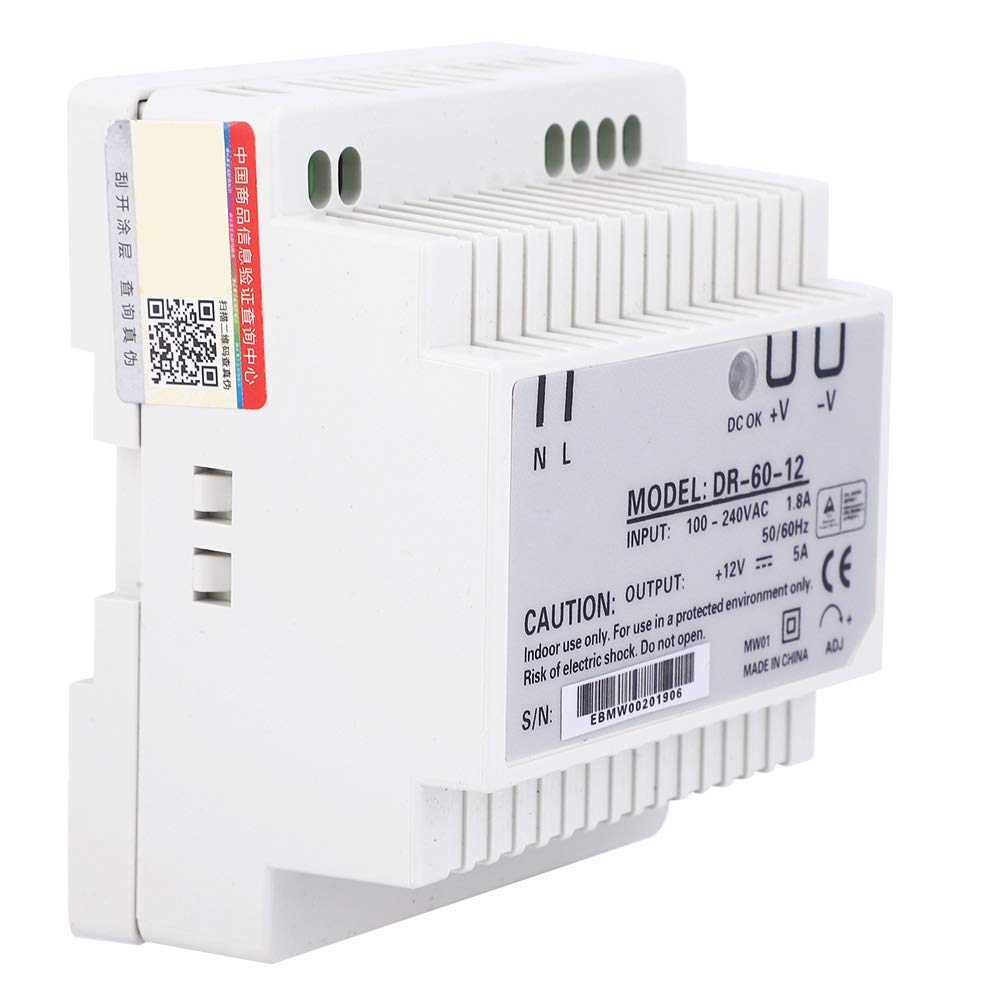 DR-60-12 Alimentation sur Rail DIN 100-240V 12V 5A 60W Sortie Unique Commutation PWM Source électrique Demi-Pont Sources de Signal Alimentation PWM pour Rail DIN(DR-60-12)
