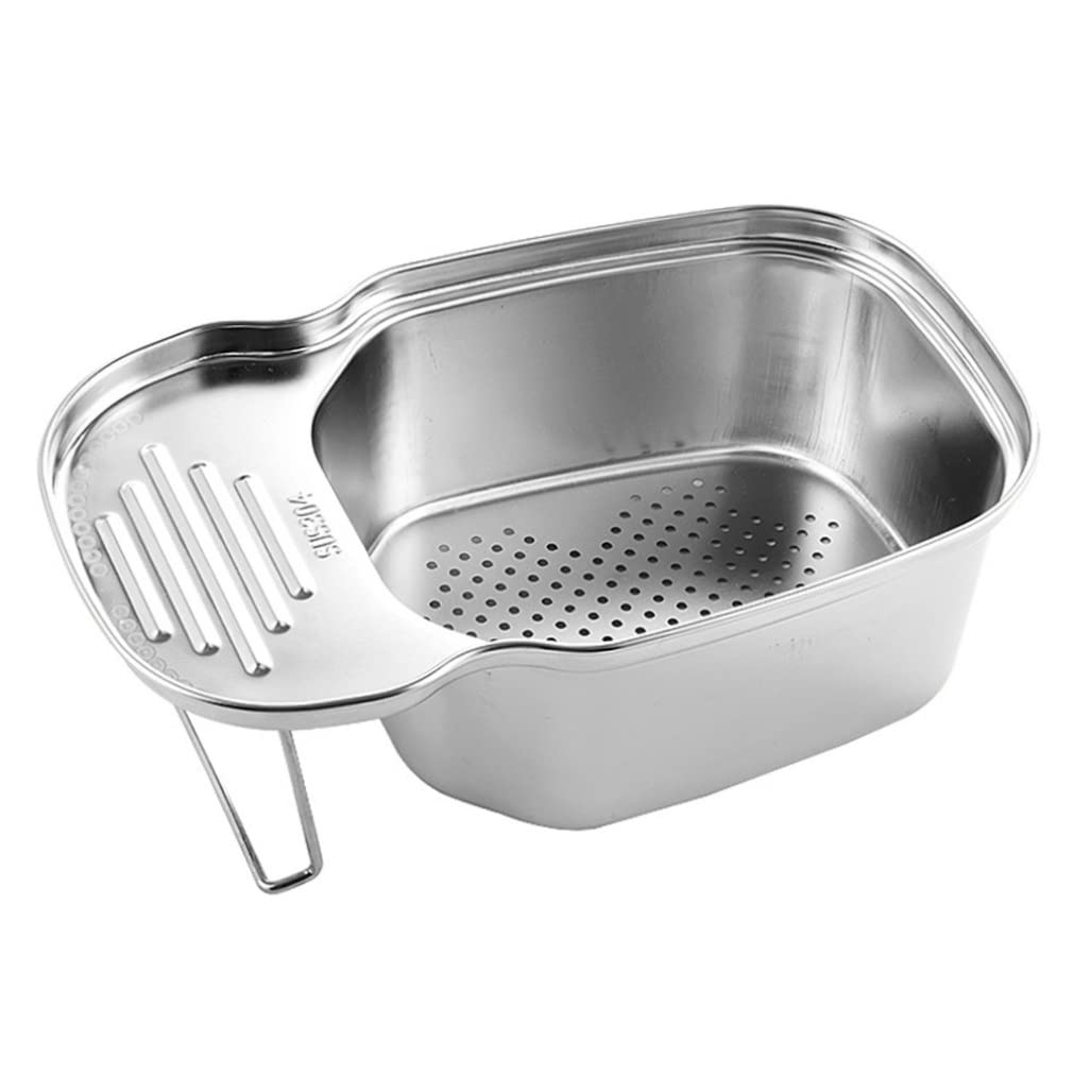 Pineeseatile Kitchen Sink Drain Basket Multipurpose Corner Sink Strainer Food Catcher for Kitchen, Stainless Steel