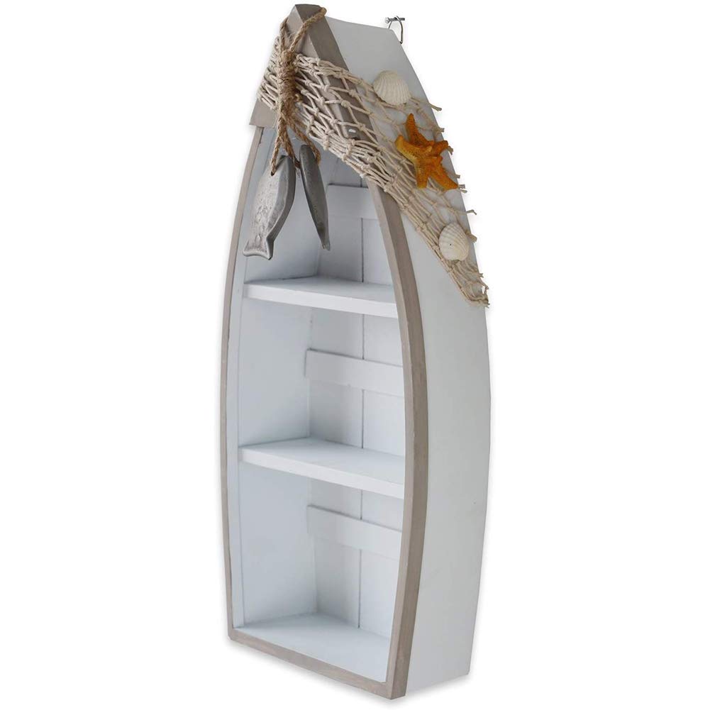 Wooden Sailboat Shelf Small Nautical Sail Boat Decor Coastal Beach Themed Ornaments for Home Bathroom Room Bedroom (C)