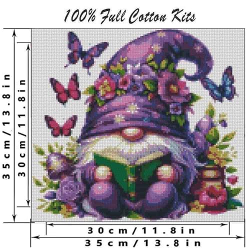 Image of 4 Pack Gnome Cross Stitch Kits for Adults Beginner,Counted Cross Stitch Kits Printed Stitching Cute Patterns Dimensions Needlepoint Art Crafts Embroidery Kits for Adults Beginners (13.7x13.7 inch)