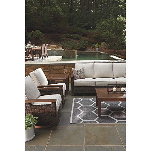 Signature Design By Ashley Paradise Trail Outdoor Swivel Upholstered Lounge Chair Set, 2 Count, Beige #TOP5