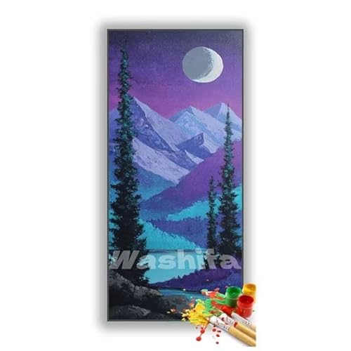 �������G �i�� �}�E���e�� �����h��G �L�b�g DIY ��l ���S�Ҍ��� �f�W�^�����G ��h�� �����L�b�g�ɂ��G�� Paint By Numbers �A�N�����y�C���g ���ʉ� �����Ńy�C���g �z�[�� �I�t�B�X���� �M�t�g 50x100 cm, �t���[����