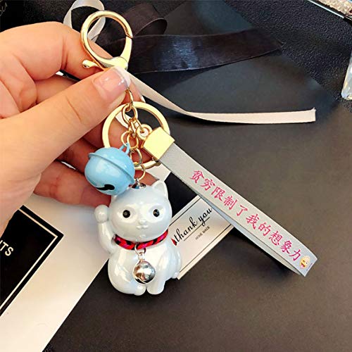Preisvergleich Produktbild Rouku Cartoon kreative japanische niedliche glückliche Katze Schlüsselring Anhänger Auto Männer und Frauen Tasche hängende Ornamente Schlüsselanhänger Schmuck