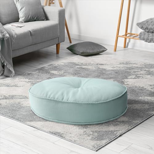 homefab Bodenkissen für Zuhause & Outdoor - Sitzkissen Pouf für Boden und Garten, wetterfest, wasserfest, ca.10 cm hoch - rund, 60 cm Ø, Mint