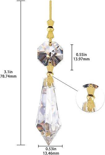 Miniatura 4 de Adornos para árbol de Navidad, 20 piezas de iluminación de cuentas puntiagudas de cristal, accesorios de cristal de lágrima transparente, lámpara de