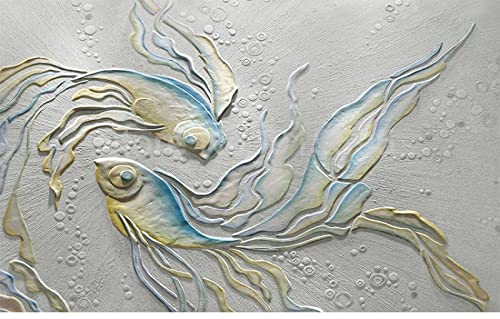Lhgbgbln Photo Wallpaper Wall Art 3D Stereo Relief Goldfish Tv Background Mural Living Room Bedroom Silk Cloth Wallpaper #TOP3