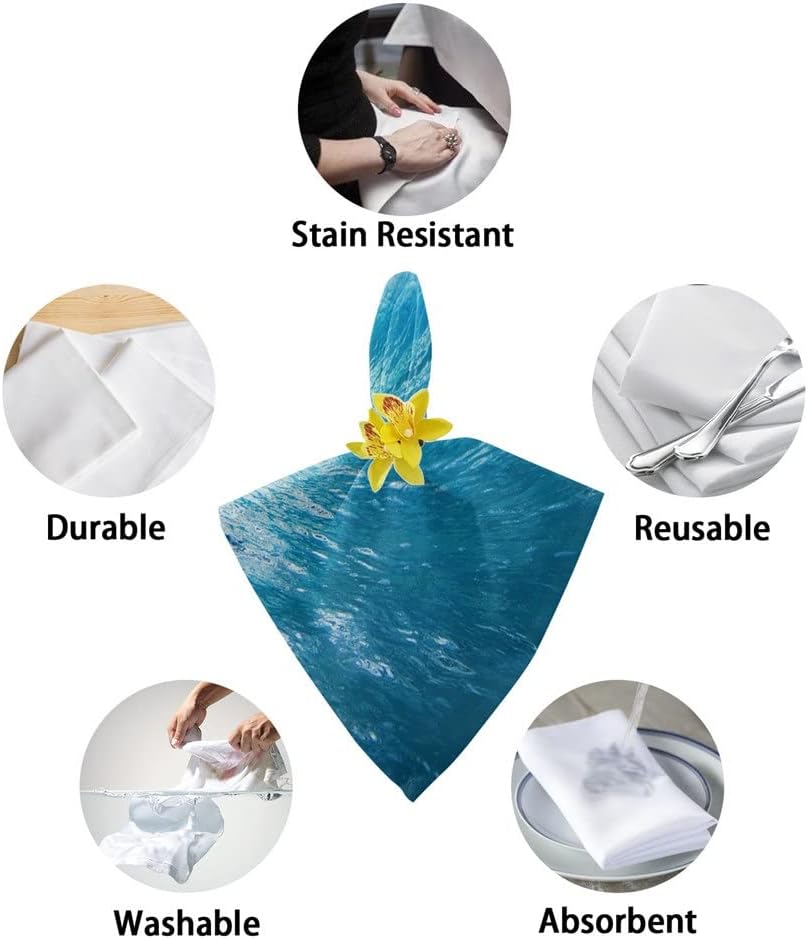 Sea Waves Scenery Table Napkin Cloth Set for Party Wedding Kitchen Dinner Napkins(8pcs)