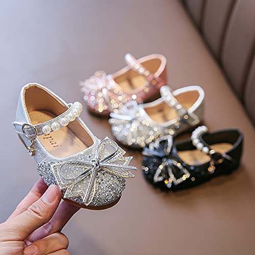 Toddler/Little Kids Girl's Dress Mary Jane Ballet Flats Bow Flower Girl Wedding Party Ballerina Flat Glitter Sequins Rhinestone Princess Shoes4