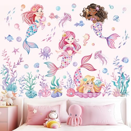 Vinilo decorativo de sirena temática marina para pared miniatura 3