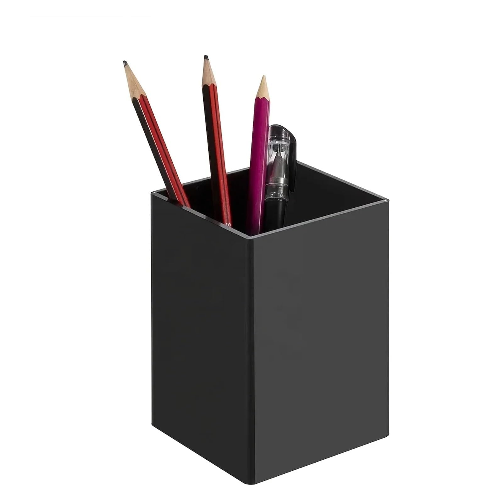 LXHZSY Desk Organiser 1pc Black Pen Holder-Modern Desktop Organizer With Storage Compartments,Pencil Holder,Eraser Slot, Lightweight Design