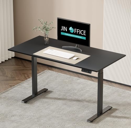 Image of JIN OFFICE Zenith Electric Height Adjustable Desk| Standing Desk with 100 Kg Wt. Capacity & 3 Year Warranty| Sit Stand Table with 3 Memory Preset| Ergonomic Table| Black & Black|1200X750mm /25MM Thick