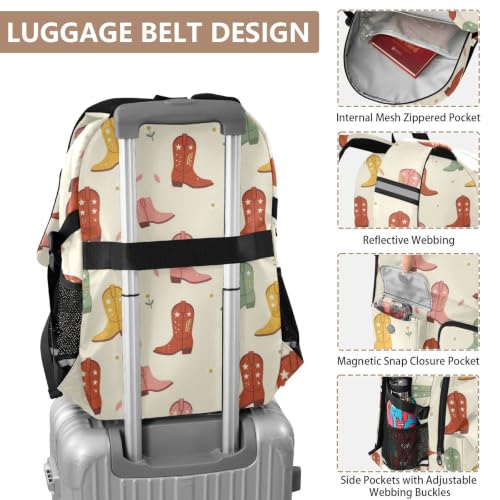 Mochila de viaje de 17.5 pulgadas con estampado de botas vaqueras 4