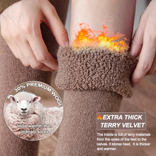 Thick Wool Socks for Women, 3 Pairs Knee High Sock, Warm Sock Thermal Socks for Outdoor Sports Winter Gifts3