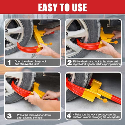 Mahoommakh Trailer Wheel Lock, Universal Security Trailer Lock Tires Anti Theft For Trailer Car Golf Cart thumb #5