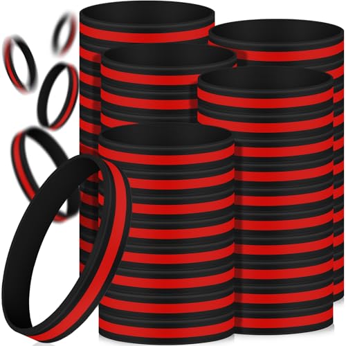 Thin Red Line Rubber Wristband Silicone Bracelet for Firefighter Awareness Support