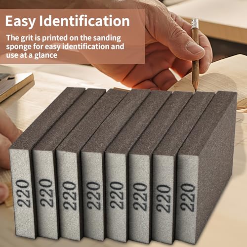 Image of 8 Pack Sanding Sponge Block, Wet Dry Sandpaper Sand Paper for Drywall Wood