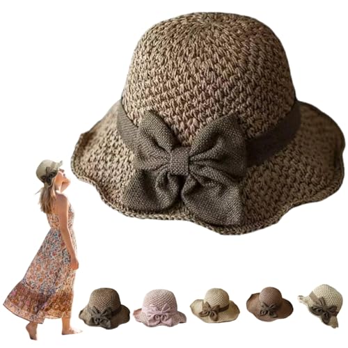 Sombrero de paja con lazo retro plegable y transpirable