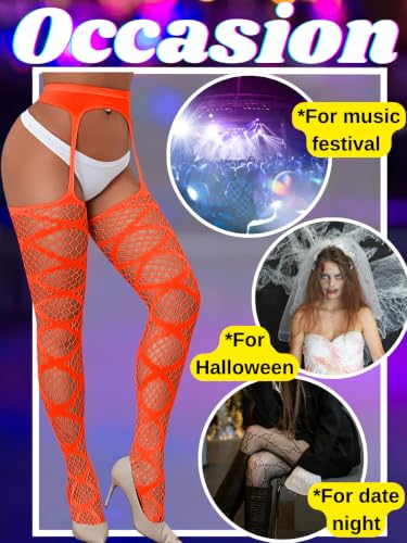 Image of Kaei&Shi Womens Thigh High Fishnet Garter Stockings Rave Party