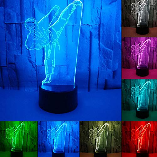 Preisvergleich Produktbild Tischlampe USB Taekwondo Modellierung Nachtlichter Für Geschenke Kinder Schlafzimmer Beleuchtung Dekor Kreative 3D LED Vision Gradienten Karate