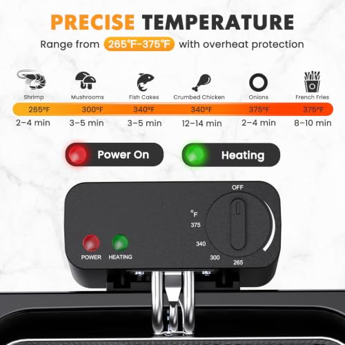 Image of NEWBULIG Deep Fryer with Basket, 5 Liter Electric Deep Fryer with 1800W Power, Adjustable Temperature, Lid with Viewing Window for Fried Chicken, Shrimp, French Fries, Silver