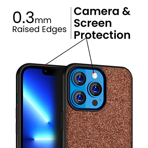 Image of Kapa Soft Fabric & Leather Hybrid Protective Case Cover for Apple iPhone 13 Pro (Brown)