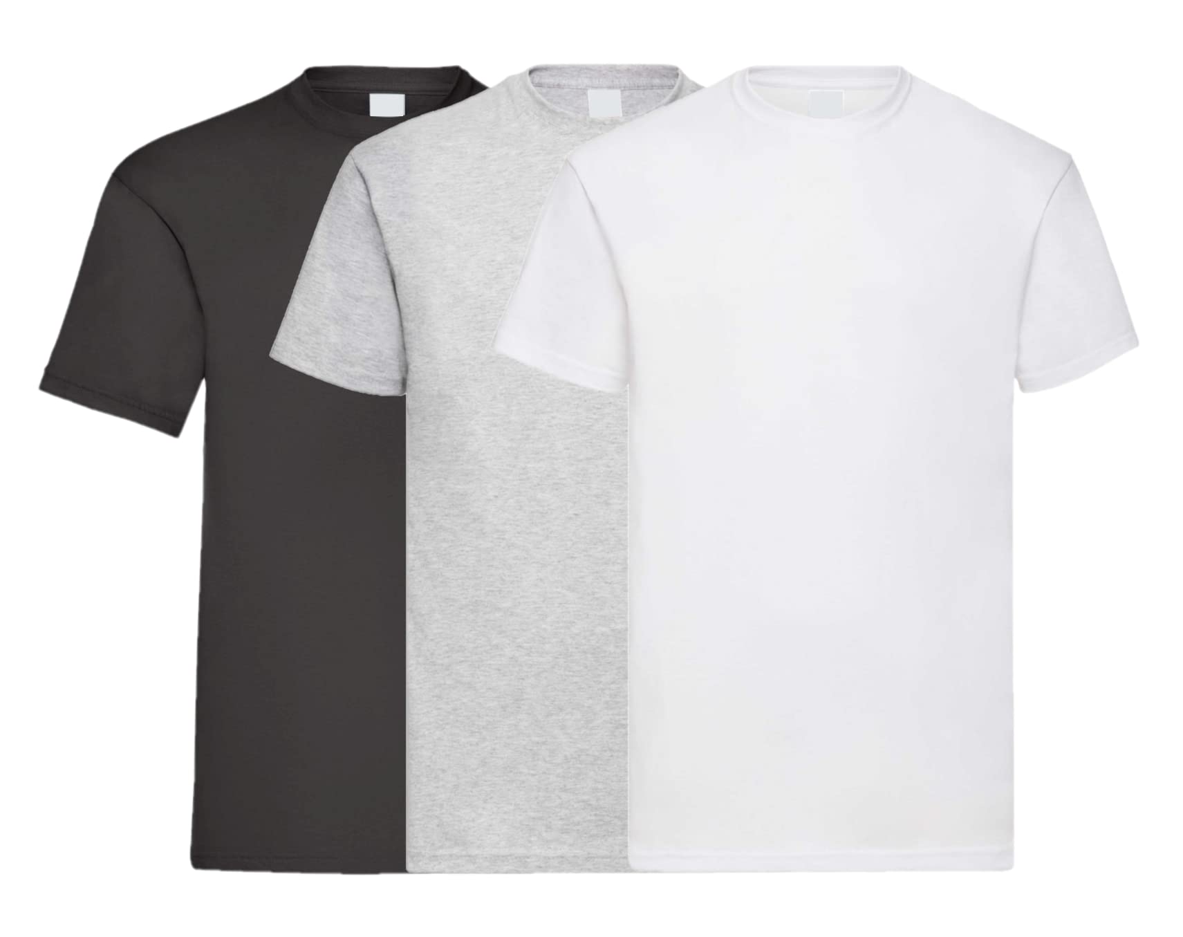 Coozo Men's Black/Heather Grey/White Valueweight Pack Of 3 Short Sleeve T-Shirts - M