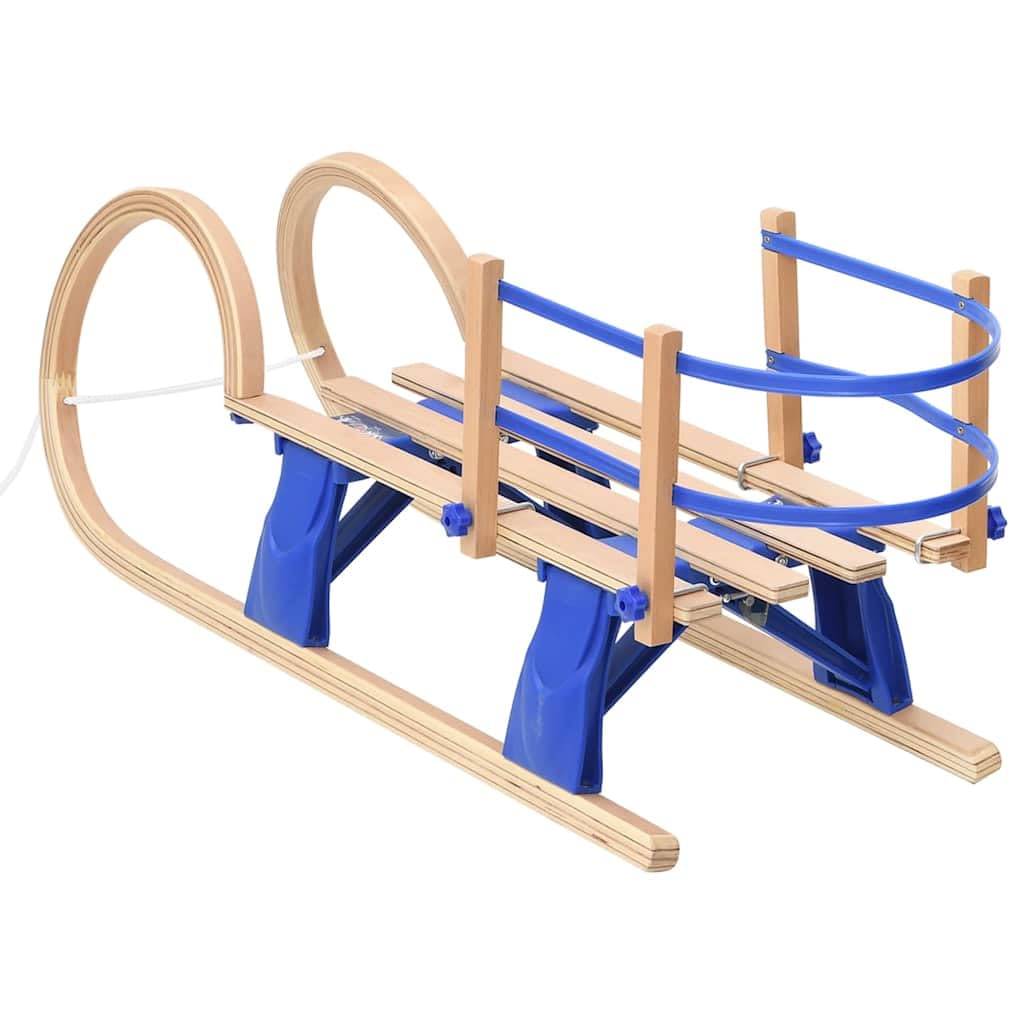 Slittino pieghevole con schienale, 110 cm, slitta pieghevole in legno per bambini, con corda di trazione, stabile slitta in compensato, giocattolo invernale per avventure sulla neve