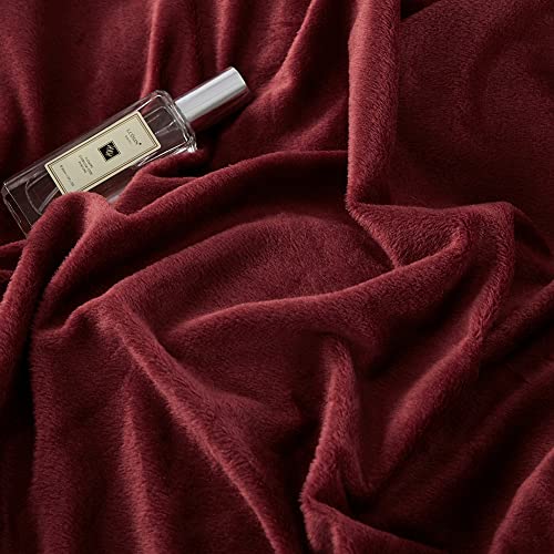 Omela Winter Bettwäsche 155x220cm Warm Fleece Plüsch Bettbezug Set Weinrot – Ansicht 3