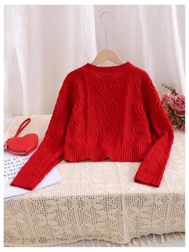 Girl's Cherry Appliques Cardigan Sweaters Button Down Crewneck Long Sleeve Knit Tops2