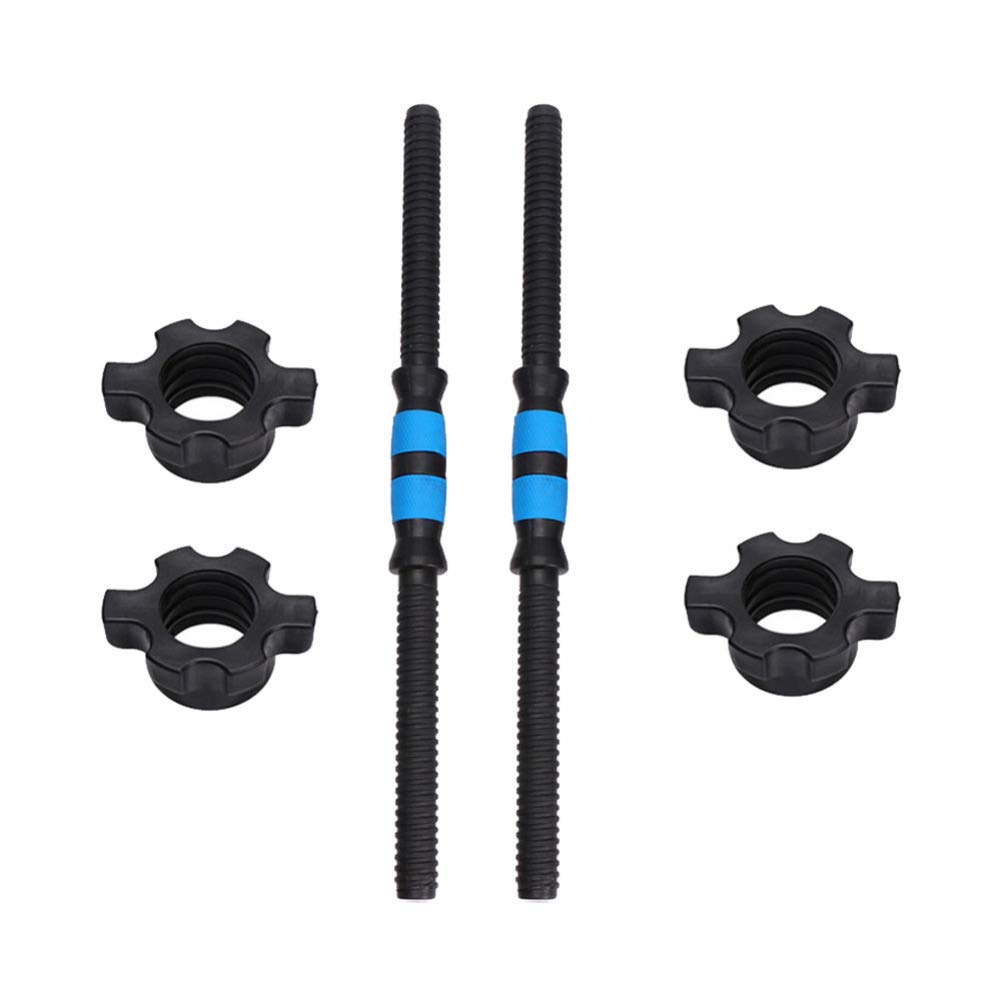 BESPORTBLE 50cm 2pcs Dumbbell Bar Steel Dumbbell Handle with 4pcs Nuts Weightlifting Accessories Household Fitness Equipment (Blue)