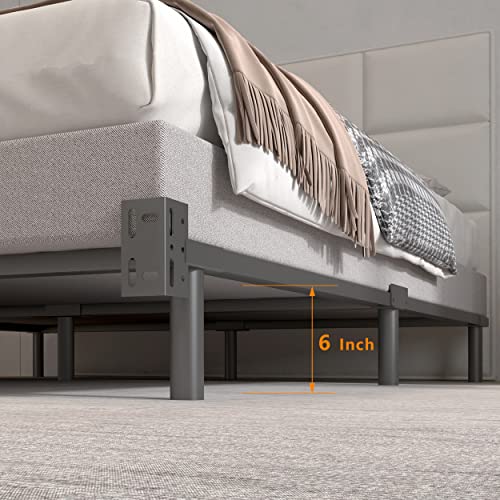 Realuson Basics Metal Bed Frame Queen Size,7 Inch Low To Ground Bed Base 9-Leg Support For Box Spring And Mattress,Heavy Duty Sturdy Black Bedframe,Tool-Free Easy Assembly #TOP1