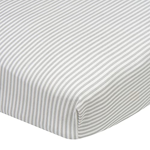 Image of Gerber Baby Boys Girls Neutral Newborn Infant Baby Toddler Nursery 100% Cotton Fitted Bedding Crib Sheet, Stripes Grey, 28" x 52"