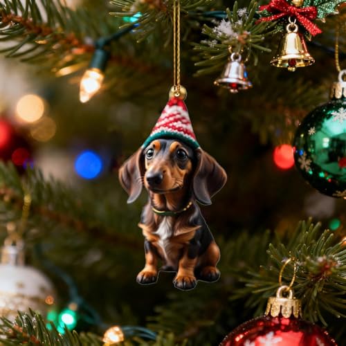 1 peça de enfeite de Natal de dachshund, enfeites engraçados de árvore de Natal para cães Dachshund (6C)