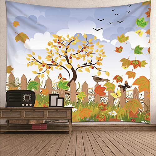 Tapisserie en tissu Isdreem : un paysage d'automne géant et durable 3D