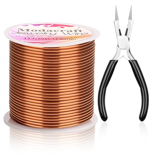Image of Premium 12 Gauge Copper Wire - 32.8ft Bendable Metal Craft Wire with 4-in-1 Pliers for Jewelry Making, Floral Design, Doll Making, and DIY Crafts Easy Wire Cutting, Shaping, and Wrapping