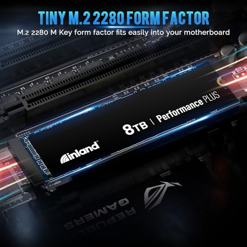 Image of INLAND 8TB Performance Plus NVMe Internal Gaming SSD Solid State Drive - Gen4 PCIe, M.2 2280, DRAM Cache, 176-Layer TLC 3D NAND Flash, Up to 7000MB /s