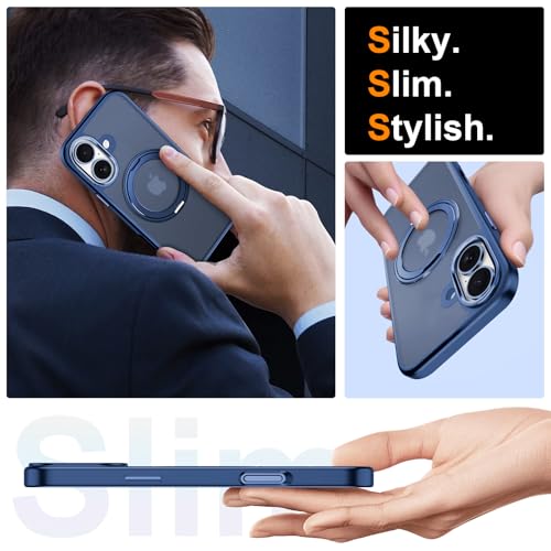 Coque de protection militaire iPhone 16 translucide bleue avec Mag-Safe